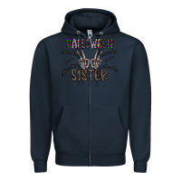 Navy halloween sister Zipper Hoodie - CowhideDigitalArt