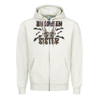 Oatmeal Heather halloween sister Zipper Hoodie - CowhideDigitalArt