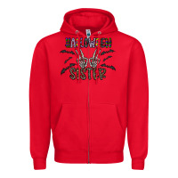 Red halloween sister Zipper Hoodie - CowhideDigitalArt