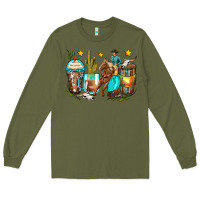 Army Green cowboy coffee cups Long Sleeve Tee - Zillion Design Studio
