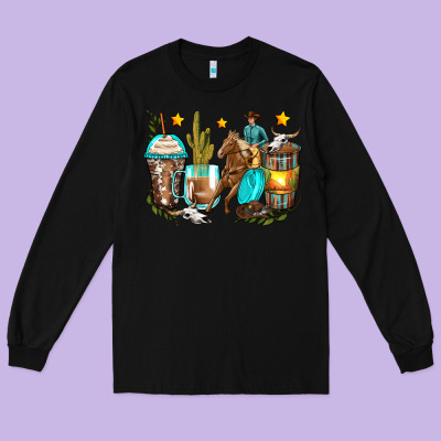 Cowboy Coffee Cups Long Sleeve Tee Designed By Zillion Design Studio
