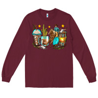 Burgundy cowboy coffee cups Long Sleeve Tee - Zillion Design Studio