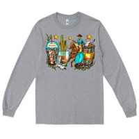 Heather Grey cowboy coffee cups Long Sleeve Tee - Zillion Design Studio