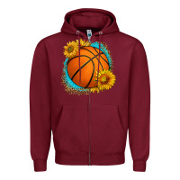Burgundy western basketball with sunflower Zipper Hoodie - HRA Design Shop