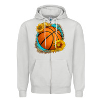 Dove Grey western basketball with sunflower Zipper Hoodie - HRA Design Shop