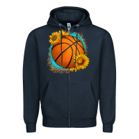 Navy western basketball with sunflower Zipper Hoodie - HRA Design Shop