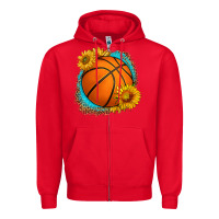 Red western basketball with sunflower Zipper Hoodie - HRA Design Shop