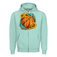 Seafoam western basketball with sunflower Zipper Hoodie - HRA Design Shop