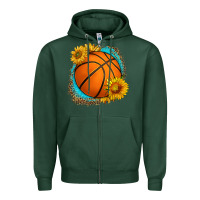 Sports Green western basketball with sunflower Zipper Hoodie - HRA Design Shop