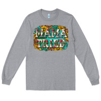 Heather Grey western mama tried with sunflowers and gemstone Long Sleeve Tee - texasbilliewilder