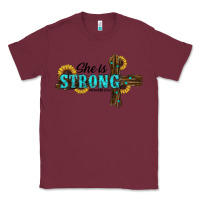 Burgundy she i̇s strong western cross Classic Tee - RanaPortraitStore