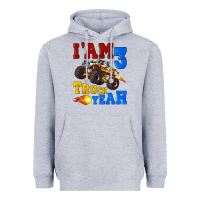 Heather Grey i'am three truck yeah Heavyweight Hoodie - Artiststas
