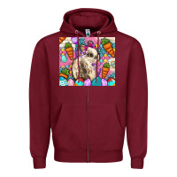 Burgundy Easter Bunny tumbler Easter Day Zipper Hoodie - Neo Western