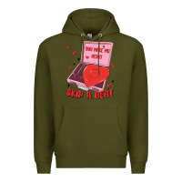 Army Green heart record player Premium Hoodie - MaliasSmallBusiness