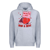Heather Grey heart record player Premium Hoodie - MaliasSmallBusiness