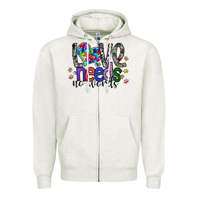 Love Need No Words Zipper Hoodie by SublimationCraftShop | Teevron