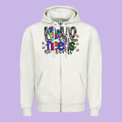 Love Need No Words Zipper Hoodie Designed By Sublimationcraftshop