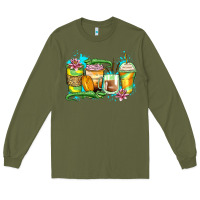 Army Green alligator coffee cups Long Sleeve Tee - Zillion Design Studio