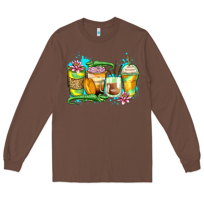 Alligator Coffee Cups Long Sleeve Tee by Zillion Design Studio | Teevron