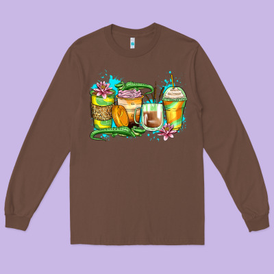 Alligator Coffee Cups Long Sleeve Tee Designed By Zillion Design Studio