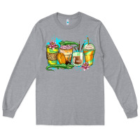Heather Grey alligator coffee cups Long Sleeve Tee - Zillion Design Studio