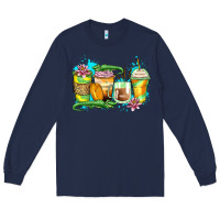 Navy alligator coffee cups Long Sleeve Tee - Zillion Design Studio