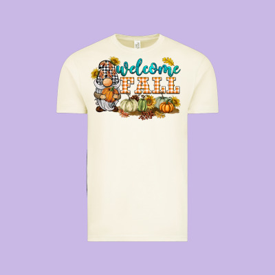 Welcome Fall Gnome Vintage Tee Designed By Barkaloodesign