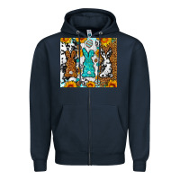 Navy Easter bunnies leopard cowhide tumbler Easter Day Zipper Hoodie - Neo Western