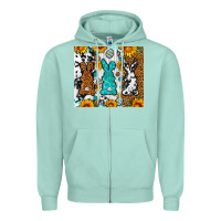 Seafoam Easter bunnies leopard cowhide tumbler Easter Day Zipper Hoodie - Neo Western