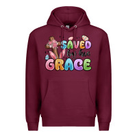 Burgundy saved by his grace Premium Hoodie - MaliasSmallBusiness