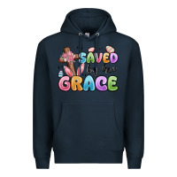 Navy saved by his grace Premium Hoodie - MaliasSmallBusiness