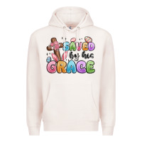 Pale Pink saved by his grace Premium Hoodie - MaliasSmallBusiness