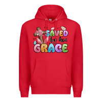 Red saved by his grace Premium Hoodie - MaliasSmallBusiness