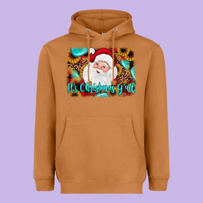 It's Christmas Y'all Background Heavyweight Hoodie Designed By Jahusdesignshop