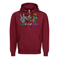 Burgundy peace love autism Zipper Hoodie - SublimationCraftShop