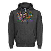 Charcoal Heather peace love autism Zipper Hoodie - SublimationCraftShop