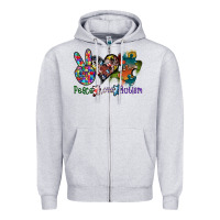 Heather Grey peace love autism Zipper Hoodie - SublimationCraftShop
