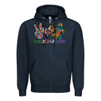 Navy peace love autism Zipper Hoodie - SublimationCraftShop
