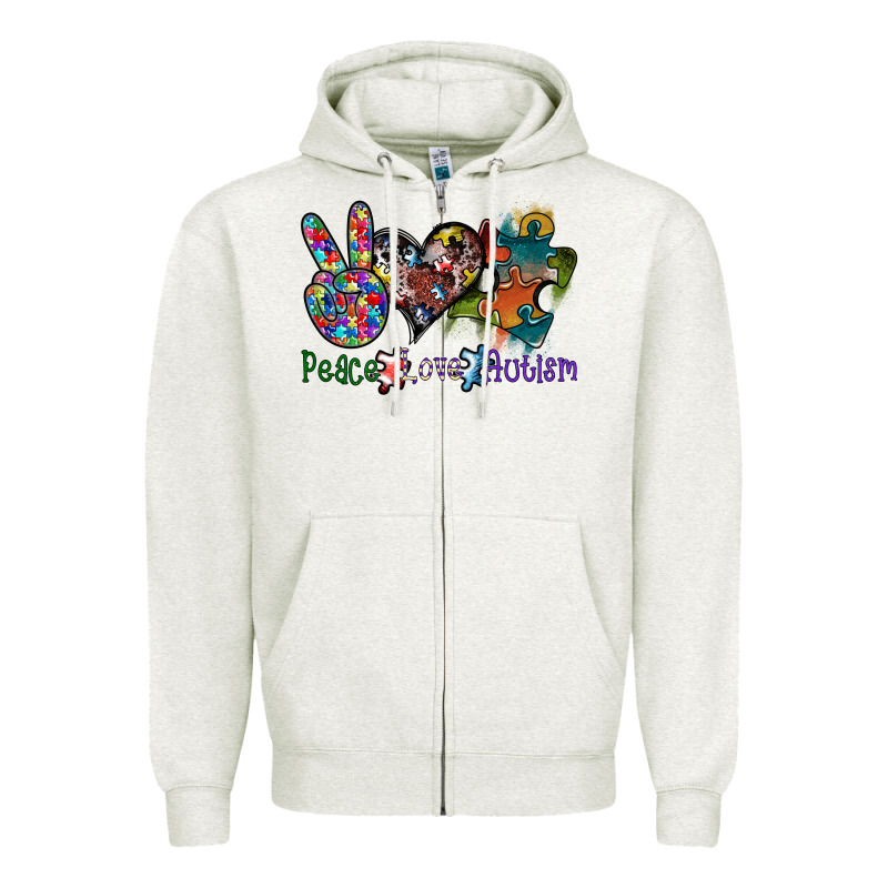 Peace Love Autism Zipper Hoodie by SublimationCraftShop | Teevron