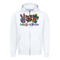 White peace love autism Zipper Hoodie - SublimationCraftShop