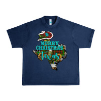 Navy Merry Christmas Texas Map Urban Heavy Tee - RanaPortraitStore