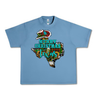 Pebble Blue Merry Christmas Texas Map Urban Heavy Tee - RanaPortraitStore