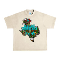 Sandshell Merry Christmas Texas Map Urban Heavy Tee - RanaPortraitStore