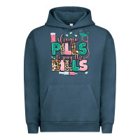 Pigment Midnight Navy slingin' pills to pay the bills Urban Hoodie - MaliasSmallBusiness