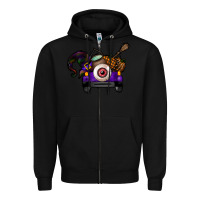Black Halloween Truck Zipper Hoodie - CowhideDigitalArt