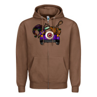 Chestnut Halloween Truck Zipper Hoodie - CowhideDigitalArt
