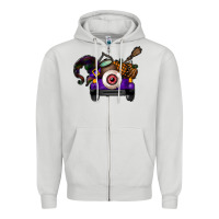 Dove Grey Halloween Truck Zipper Hoodie - CowhideDigitalArt