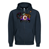 Navy Halloween Truck Zipper Hoodie - CowhideDigitalArt