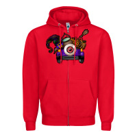 Red Halloween Truck Zipper Hoodie - CowhideDigitalArt