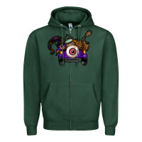 Sports Green Halloween Truck Zipper Hoodie - CowhideDigitalArt